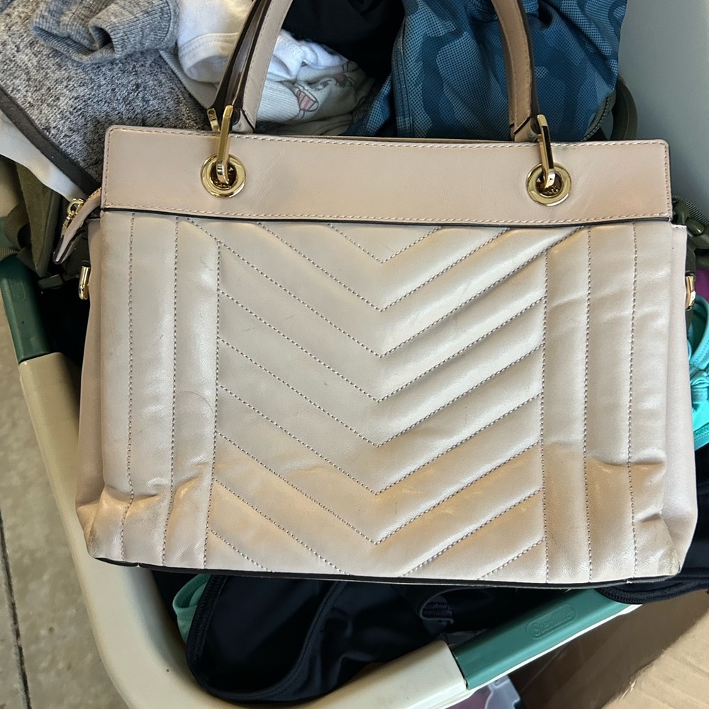 Michael Kors Beige Chevron Satchel - Picture 2 of 5